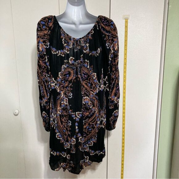 FREE PEOPLE Boho Pheasant Flowy Mini Dress with Pockets Womens XS - Picture 9 of 11